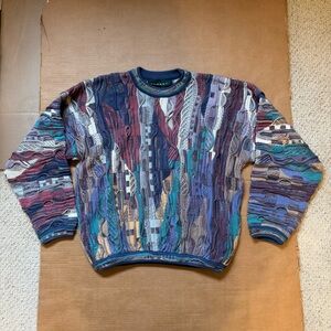 Tundra Canada Men's Size Medium Vintage Multi Colored Coogi Cotton Cosby Sweater